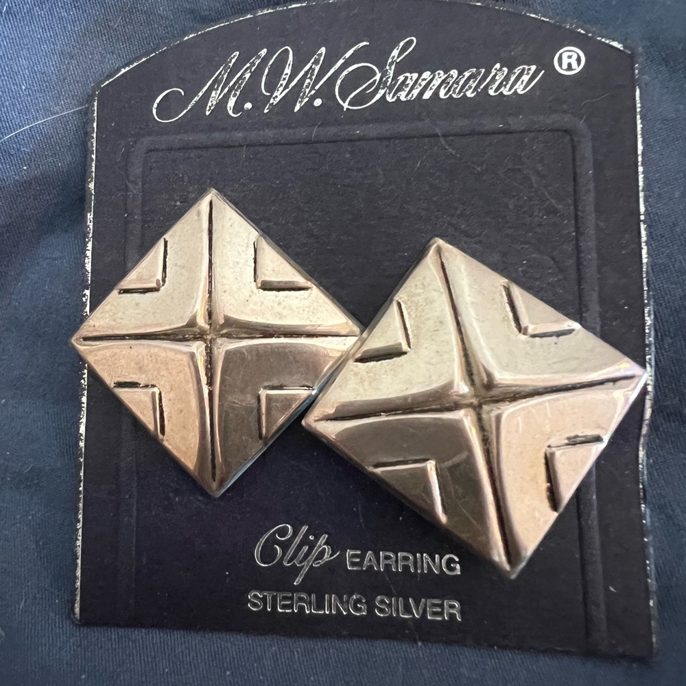 M.W. Samara Vintage Silver Clip Earrings, NWT